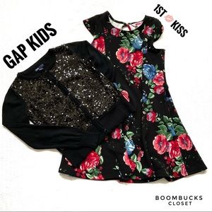 Lot Gap Kids Sequin Cardigan, Floral Dress